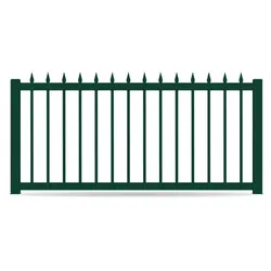 Zaun, Aluminium, Moosgrün RAL 6005, Modell Duisburg, flexible Befestigungssysteme, Zaunelement individuell konfigurierbar