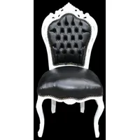 Casa Padrino Barock Esszimmer Stuhl Schwarz/Weiß Lederoptik Möbel Antik