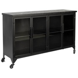 trendmöbel24 Vintage Vitrine Lowboard Kommode FERRE LOW - Schwarz