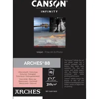 Canson Infinity Arches 88 Tintenstrahlpapier, ultraglatt, reinweiß, matt, 310 g/m2, 12,7 x 17,8 cm, 25 Blatt