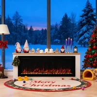 HOMAVO 50-Zoll Elektrokamin mit Heizung - 1000 / 2000W - App-Steuerung - Wand / Einbaukamin - 3D Flammenfarben - Timer - inklusive Schrank - Weiß