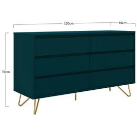 SalesFever Schubladenkommode 120 x 70 x 40 cm Blau/Gold