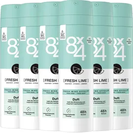 8X4 Deo Spray Fresh Lime 6 x 150 ml