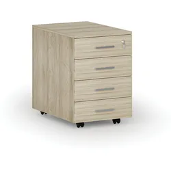 Büro-Rollcontainer PRIMO WOOD, 4 Schubladen, Eiche natur