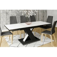 Endo-Moebel Esstisch Next 140-210 Esstisch ausziehbar Zweifarbig modern erweiterbar, erweiterbar Esstisch Küchentisch Säulentisch schwarz weiß schwarz|weiß