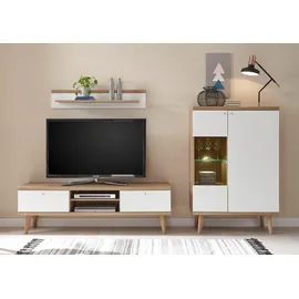 Home Affaire Wohnwand HOME AFFAIRE "Merle", braun (eiche riviera nb, weiß matt), B:260cm, Holzwerkstoff, Kastenmöbel-Sets, Wohnwand, mit besonderer Rahmenoptik
