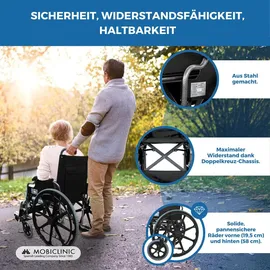 Mobiclinic Giralda Faltrollstuhl schwarz, selbstfahrend, Sitzbreite 43 cm