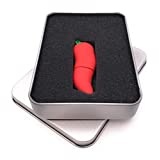 Onwomania Chilli Scharfe Schote mit Gesicht USB Stick in Alu Geschenkbox 64 GB USB 3.0