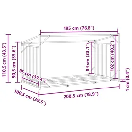 vidaXL Brennholzregal mit Regenschutz 200,5 x 100,5 x 110,5 cm Schwarz