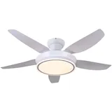Euroton Deckenventilator Deckenventilator LED Beleuchtung 6 Geschwindigkeiten timer 2 Stunden, Lichtfarbe und Helligkeit stufenlos einstellbar weiß