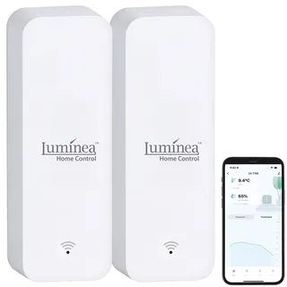 Luminea Home Control 2er-Set Temperatur- & Feuchtigkeits-Sensoren mit Bluetooth und App