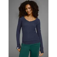 KangaROOS V-Ausschnitt-Pullover in breit geripptem Feinstrick, Gr. 32/34,