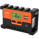 Ymiko 60 A Solarladeregler mit 2 USB 5 V Ausgängen 12 V 24 V 48 V, PWM-Lade-LCD-Display Solarregler Max. 100 V Eingang für die Stromerzeugung zu Hause, Basisstationen, Wohnmobile, Yachten, Schiffe