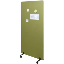Akustik-Trennwand MCW-G77, Büro-Sichtschutz Raumteiler Pinnwand, doppelwandig rollbar Stoff/Textil ~ 167x80cm grün