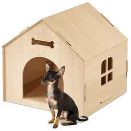 Relaxdays Indoor Hundehütte zum selber bauen Hellbraun
