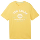 TOM TAILOR Herren T-Shirt mit Label-Print, gelb, XL