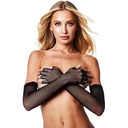 Handschuhe Baci Lingerie Fingerless Fishnet Opera Schwarz