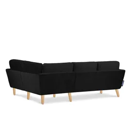 Konsimo Eckcouch Velours 2-Sitzer Schwarz