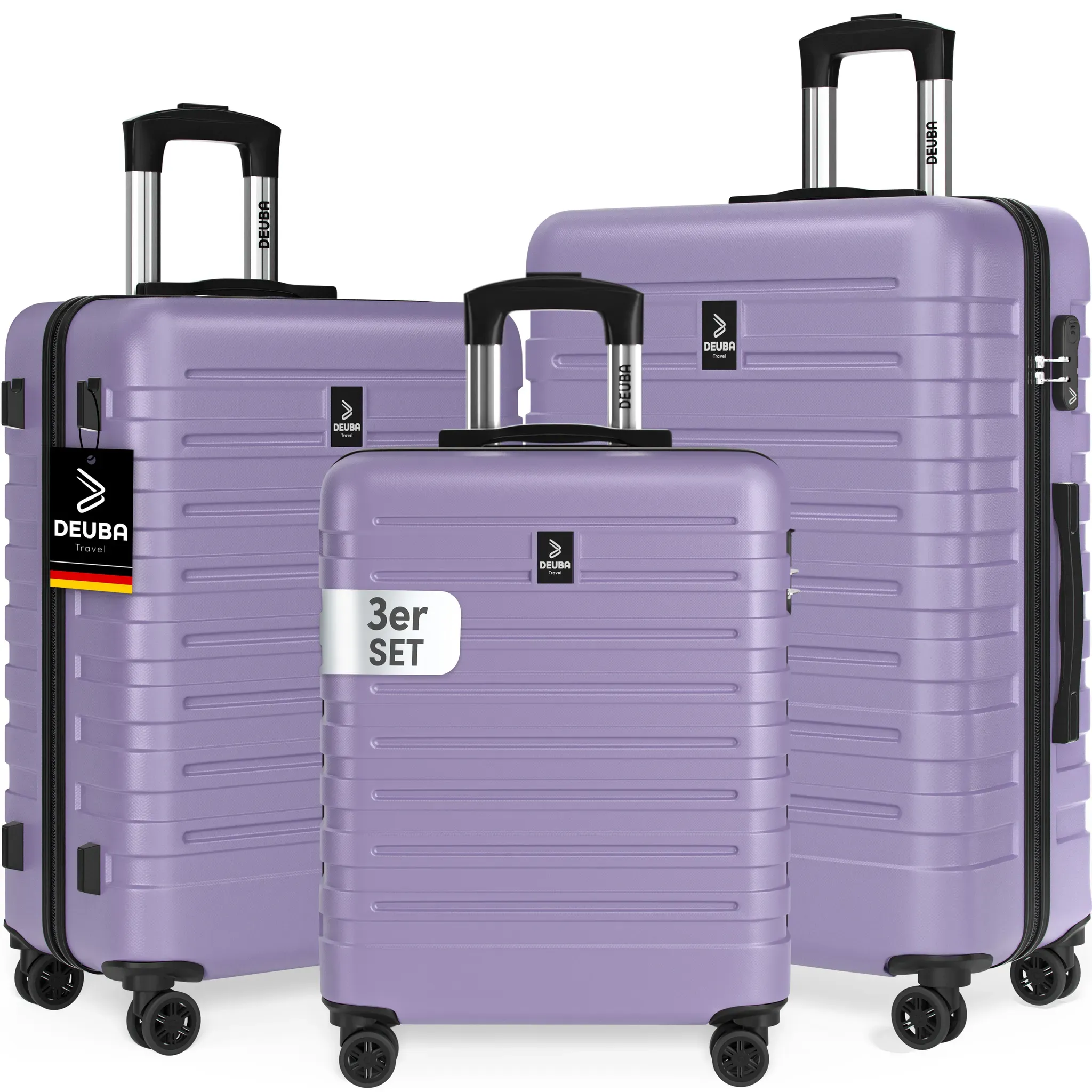 Hartschalenkoffer New York Set 3-tlg Pastelllila Rollen 360o ABS