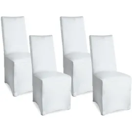 Beautissu Stuhlhusse 95 x 45 cm weiß 4-tlg.