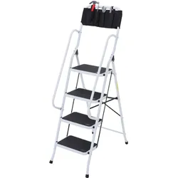 HOMCOM Trittleiter Metall, Stahl