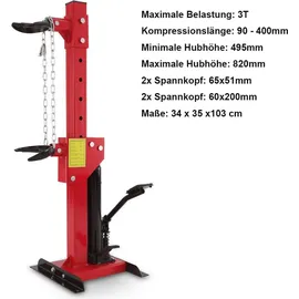 BITUXX 3T KFZ Werkzeug Hydraulischer Federspanner Federbeinspanner Federbein Spanner Rot