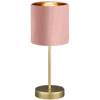 MeineWunschleuchte Tischlampe mit Lampenschirm Samt Rosa - Gold 13cm