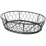 HENDI Snack-Korb, Basic, rund, Snack halter, Mini Frittierkorb, Chip korb, Drahtkorb, Obstkorb, Brotkörbe, zum Servieren für Pommes Frites, Garnelen, Zwiebelringen, 230x180x(H)60mm, Mattschwarz