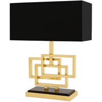 Casa Padrino Luxus Tischleuchte Gold / Lampenschirm Schwarz 48