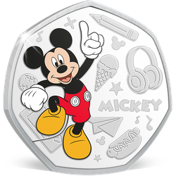 „Mickey Mouse & Friends“ auf sechs vollversilberten Gedenkprägungen mit Farbapplikationen!