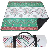 Hayisugal Picknickdecke 200x200 cm Stranddecke Sandfrei Wasserdicht Campingdecke Waschbar Strandunterlage Tragbare Picknickdecke für Strand,Picknick,Wandern,Park,Reisen, Boho J, 200 x 200 cm