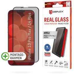 DISPLEX Privacy Panzerglas (10H) für Apple iPhone 13 Pro Max/14 Plus, Eco-Montagerahmen, Privacy Filter