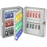 HMF 13040-07 Schlüsselkasten abschließbar, 40 Haken, 30 x 24 x 7,5 cm, Lichtgrau