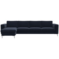 FLEXLUX Ecksofa »Fiore, super Sitzkomfort durch Kaltschaum im Sitz, L-Form«, breite Armlehnen, Füße Alu blau