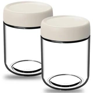 2 Stück luftdichte Overnight-Oats-Gläser mit Deckel, 500-ml-Glas-Overnight-Oats-Behälter, klare Einmachgläser mit breiter Öffnung für Joghurt, Brei, Marmelade, Dressing, Gewürze, 8,9 x 11,4 cm, weißes