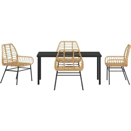 vidaXL 5-teiliges Garten-Ess-Set Braun Poly-Rattan