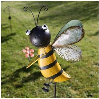 MARELIDA Gartenstecker Fr√∂hliches Bienchen mit Blume - Beetstecker - Gartendeko - H: 115cm - für Au√üen