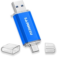 SANKESU 256GB USB Stick 3.0 USB C Flash-Laufwerke USB-A & Typ-C OTG Speicherstick, Dual Memory Sticks für PC/Tablet/Laptop/Typ C Handy(Blau)