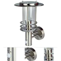 Grafner Außenwandleuchte Edelstahl 34,5 cm inkl. Bewegungsmelder silber/weiß
