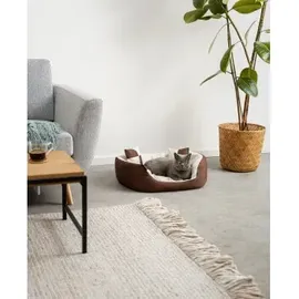 LIONTO Hundebett 4-in-1 S 65 x 50 cm braun/beige