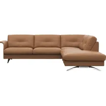 flexlux Ecksofa FLEXLUX "Glow, super bequem durch hochwertigem Sitzaufbau mit Federkern, L-Form", braun (modern cognac braun), B:268cm H:81cm T:224cm, 100% Echteder, Sofas, Ecksofa, Skandinavisches Design, In hochwertiger Verarbeitung