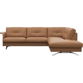 flexlux Ecksofa FLEXLUX "Glow, super bequem durch hochwertigem Sitzaufbau mit Federkern, L-Form", braun (modern cognac braun), B:268cm H:81cm T:224cm, 100% Echteder, Sofas, Ecksofa, Skandinavisches Design, In hochwertiger Verarbeitung