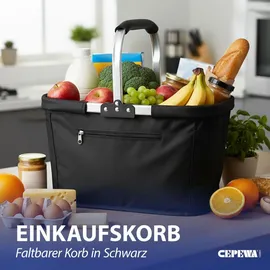 Cepewa Einkaufskorb faltbar 42 x 40 x 28 cm schwarz