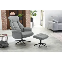 Relaxsessel JOCKENHÖFER GRUPPE "Eva", grau (hellgrau), B:77cm H:106cm T:85cm, Sessel, mit Hocker, Dreh- und Relaxfunktion, angenehm weicher Bezugsstoff