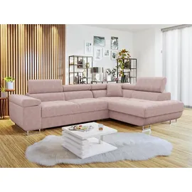 Mirjan24 Eckcouch Cord 2-Sitzer Rosa