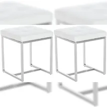 CLP Sitzhocker Barci Kunstleder 2er Set 40 x 45 x 40 cm Weiß