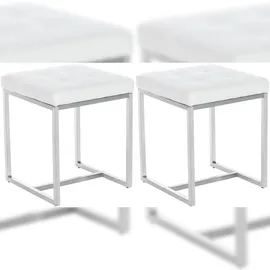 CLP Sitzhocker Barci Kunstleder 2er Set 40 x 45 x 40 cm Weiß