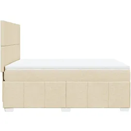 vidaXL Boxspringbett mit Matratze Creme 160x200 cm Stoff