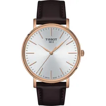TISSOT Everytime Gent Leder 40 mm T143.410.36.011.00 Herrenuhr Everytime Braun/Roségoldfarben