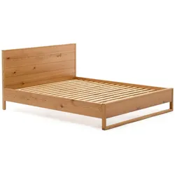 Kave Home Bett Alguema 160 x 200 cm Holz Braun Eiche